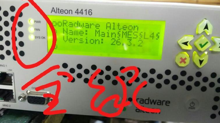 Radware Alteon 负载4416均衡器 开机指示面板详解！济南磐龙维修