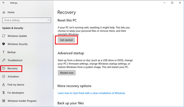 Windows 10恢复出厂重置方法