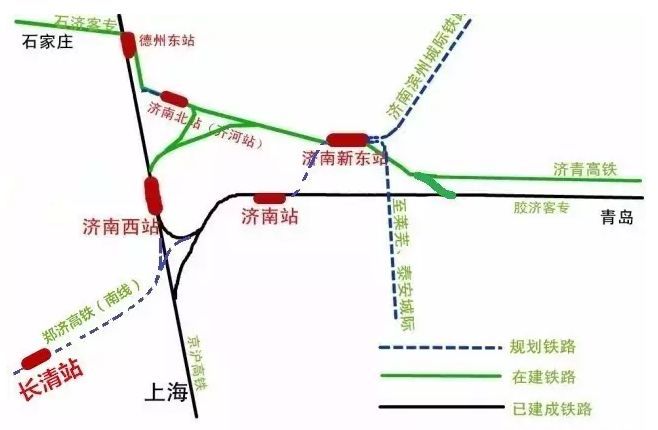 接入济南西站,那么济南西站届时将成为京沪高铁,郑青高铁十字枢纽站